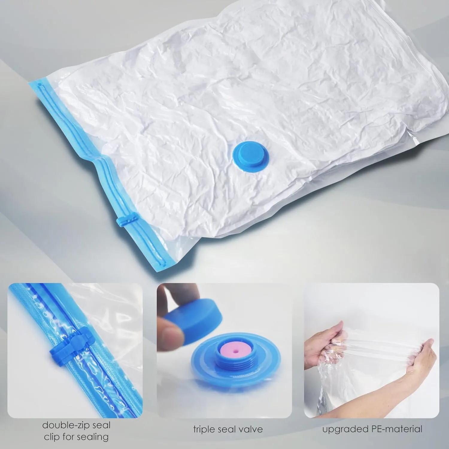 Space Saver Vacuum Storage Bags for Blankets and Comforters - Vacuum Seal Bag for Travel, Clothing and luggage with Hand Pump - 20 Combo Packing Sealed for Clothes