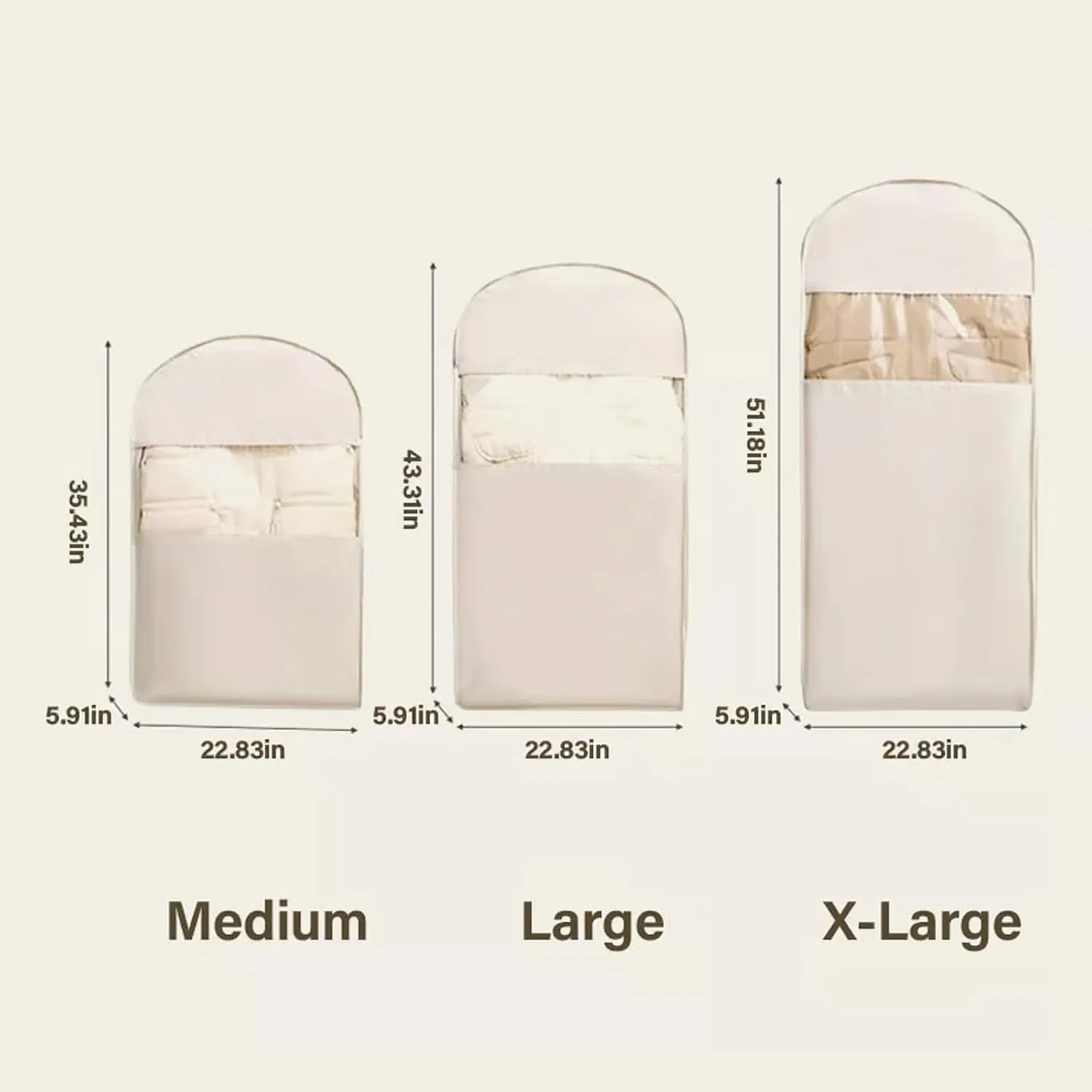 Space Saving Hanging Garment Bag, Space Saving Hanging Garment Bag with Self Compression Zipper, Dust Cover Clothes Bags for down Coat, Transparent Visibility (Pink, X-Large)