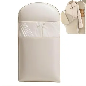 Space-Saving Hanging Garment Bag with Compression Zipper | Thickened Durable Closet Organizer | 3 Sizes for Jackets, Suits, Coats (Beige, XL)