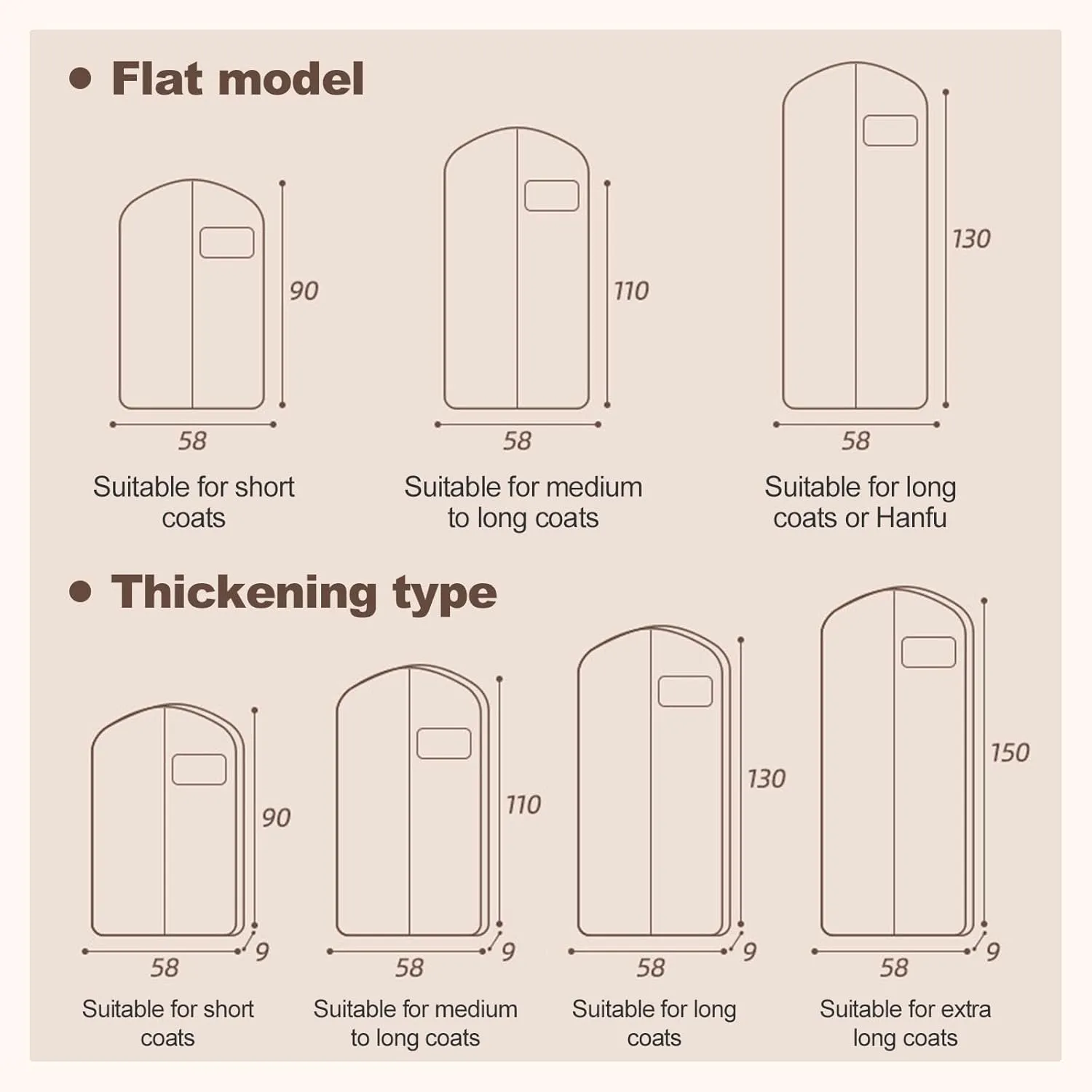 Space Saving Hanging Garment Bag with Self Compression Zipper, 2025 New Creative Closet Clothes Storage Bags, Household Hanging Clothes Dust Cover for Coats,Down,Jackets,Suits (Beige, Large)