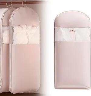 Space Saving Hanging Garment Bag with Self Compression Zipper, 2025 New Space Saver Dust Cover Closet Organizers, Heavy Duty Organizer Storage Bags for Moving or Storaging Clothes (Pink, Medium)