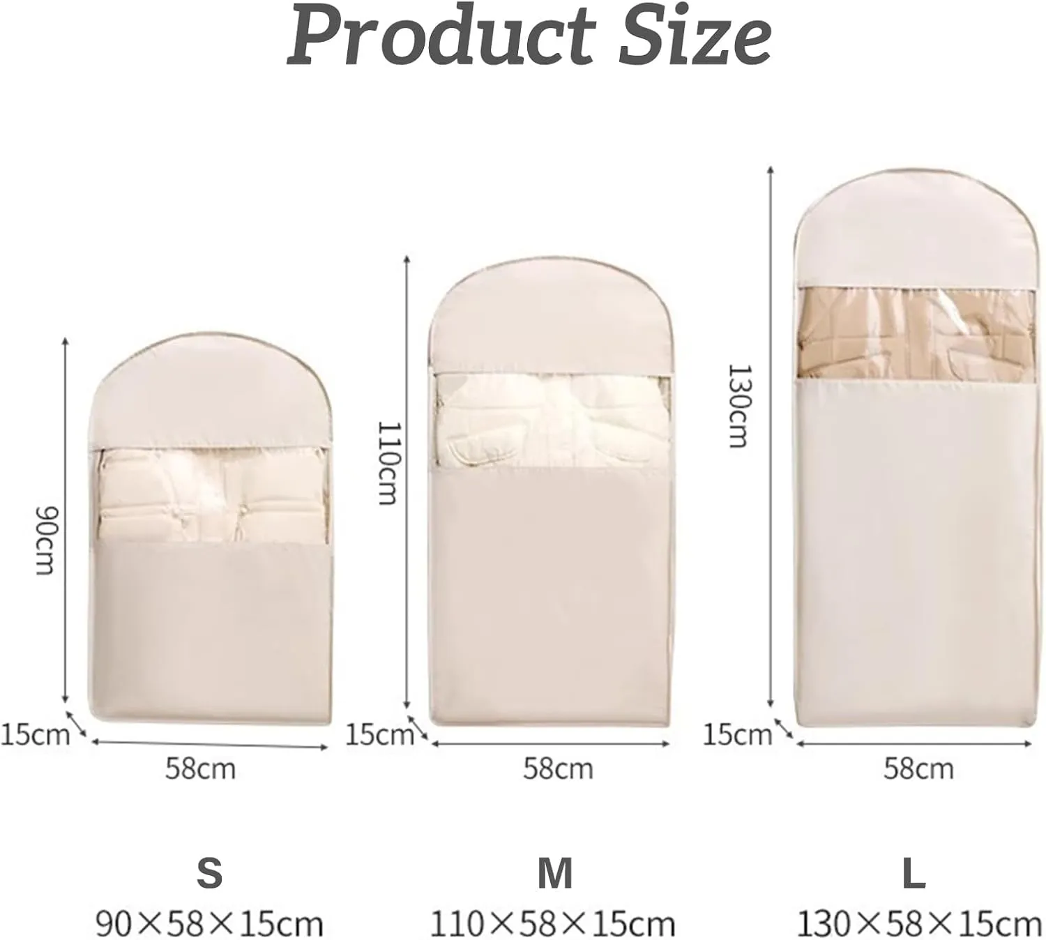 Space Saving Hanging Garment Bag with Self Compression Zipper Down Coat Compression Dust Cover 2025 Upgrade Space Saving Hanging Bag with transparent window (Pink, L)