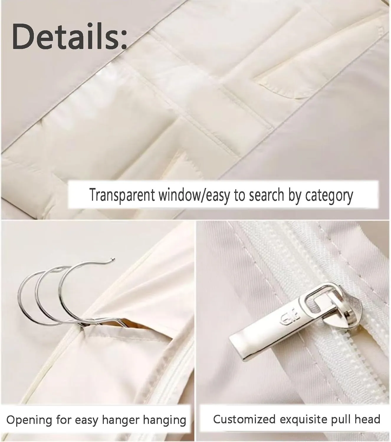 Space Saving Hanging Garment Bag with Self Compression Zipper Down Coat Compression Dust Cover 2025 Upgrade Space Saving Hanging Bag with transparent window (Pink, L)