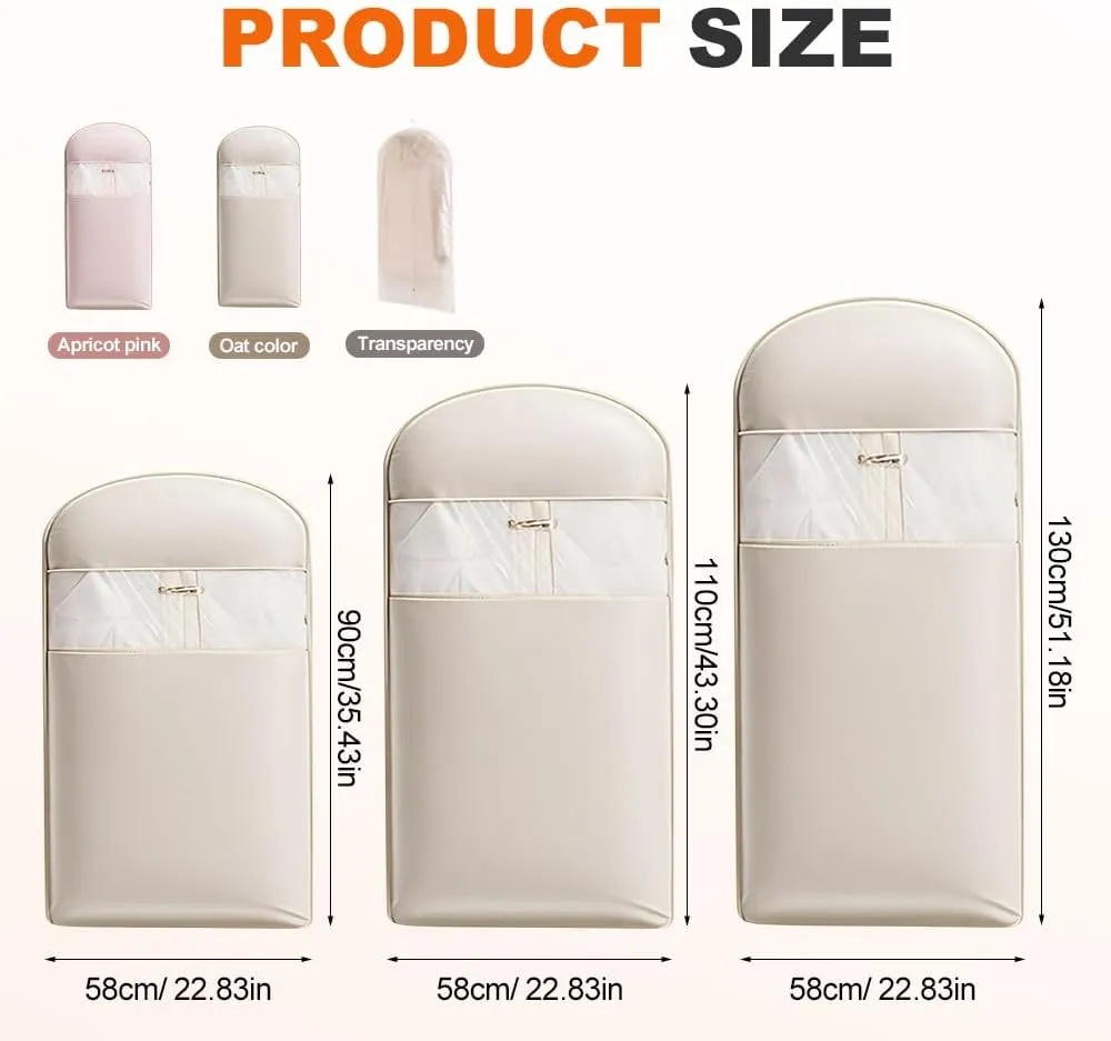 Space Saving Hanging Garment Bag with Self Compression Zipper, Space Saver Closet Organizers,Dust Cover Clothes Bags for Down Coat (Transparent, XL)