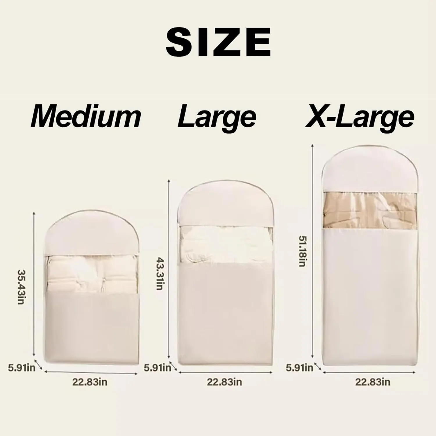 Space Saving Hanging Garment Bag with Self Compression Zipper, Space Saver Dress Bags for Hanging Clothes Organizers and Storage, Dust Cover Clothes Bags for Down Coat (Pink, L-43.3 * 22.8 * 5.9in)