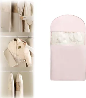 Space Saving Hanging Garment Bag with Self Compression Zipper, Space Saving Bags, Dust Cover Clothes Bags for Down Coat, Travel Bag with Hanger (pink,m)