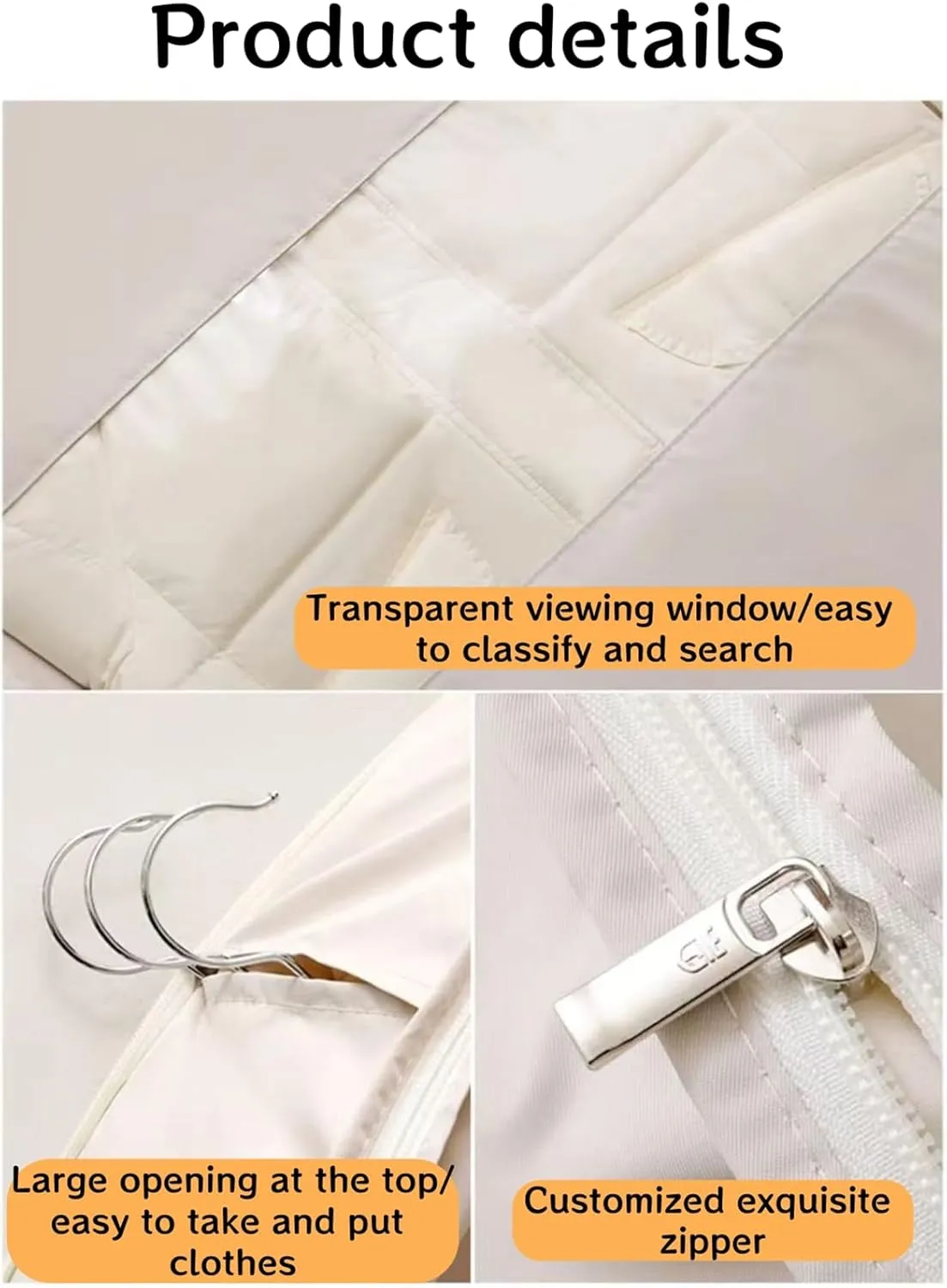 Space Saving Hanging Garment Bag with Self Compression Zipper, Space Saving Hanging Protector for Down Coat, Garment Duffle Bags for Travel (Pink,M L XL)