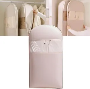 Space Saving Hanging Garment Bag with Self Compression Zipper, Space Saving Hanging Protector for Down Coat, Garment Duffle Bags for Travel (Pink,M L XL)