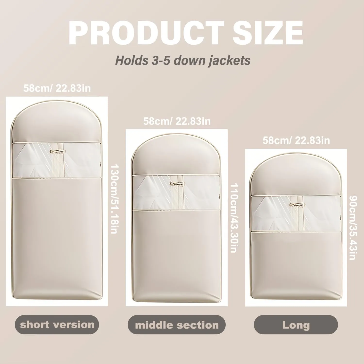 Space Saving Hanging Garment Bag with Self Compression Zipper,Space Saver Closet Organizers,Dust Cover Clothes Bags for Down Coat 2025 New (medium size)
