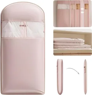 Space Saving Hanging Garment Bag with Self Compression Zipper,Space Saving Hanging Protector for Down Coat, Transparent Visibility Space Savin gown Coat Compression Dust Cover for Closet Storage