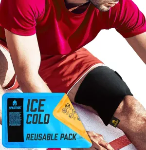 Sparthos Ice Packs for Injuries - Reusable Soft Gel Hot Cold Icepack - First Aid Pain Relief Wrap Bag Flexible Pack - Instant Icing Compress - Fits Knee, Shoulder, Elbow (Medium   Cover, Pack of 1)