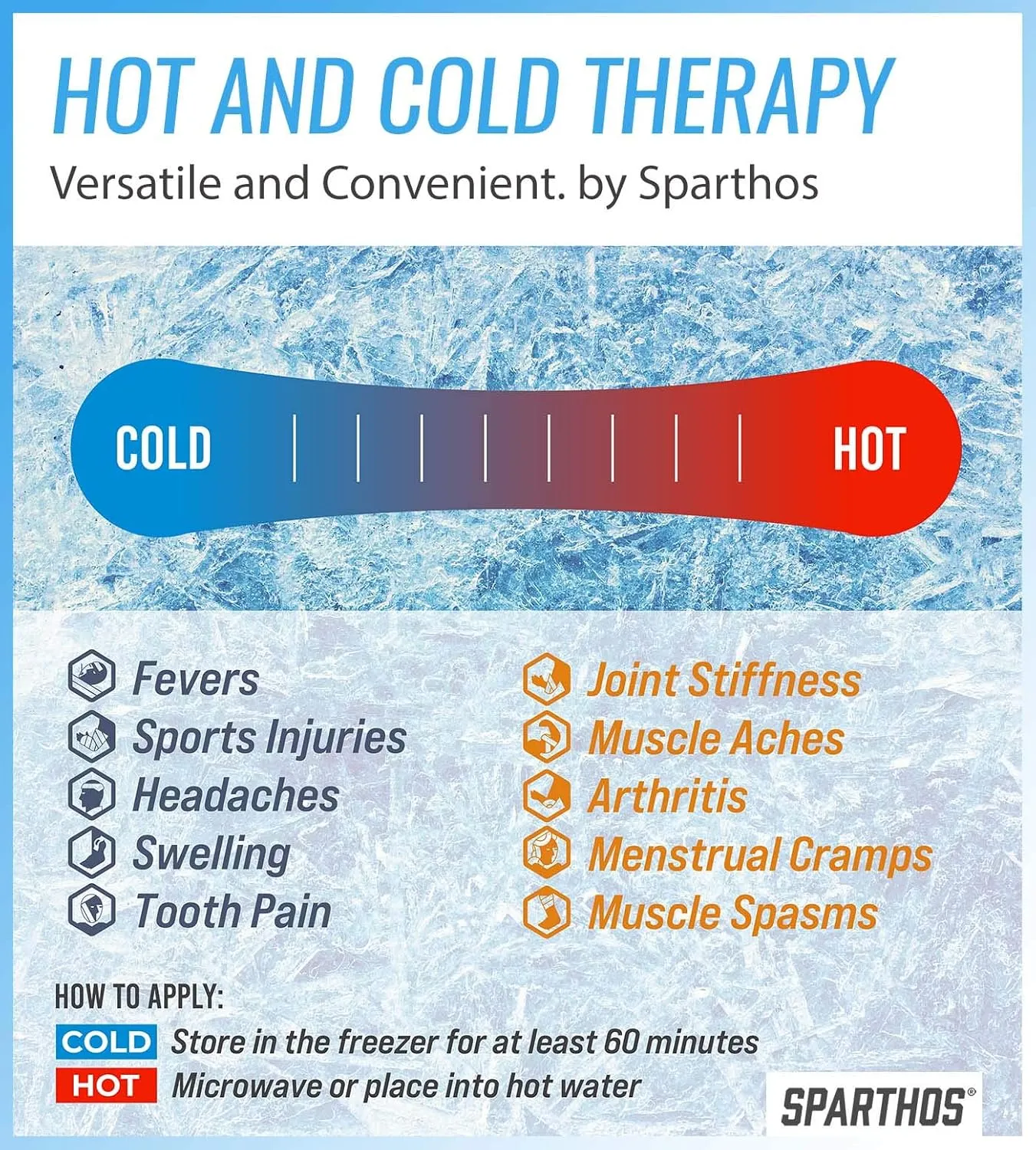 Sparthos Ice Packs for Injuries - Reusable Soft Gel Hot Cold Icepack - First Aid Pain Relief Wrap Bag Flexible Pack - Instant Icing Compress - Fits Knee, Shoulder, Elbow (Medium   Cover, Pack of 1)