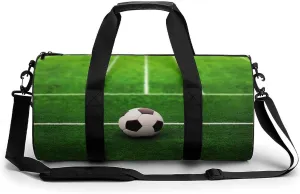 Sports Gym Bag for Men Women Grass Field Soccer Playground Travel Gym Bag Cylindrical Workout Bag Lightweight Travel Duffle Bag for Basketball Football Weekender