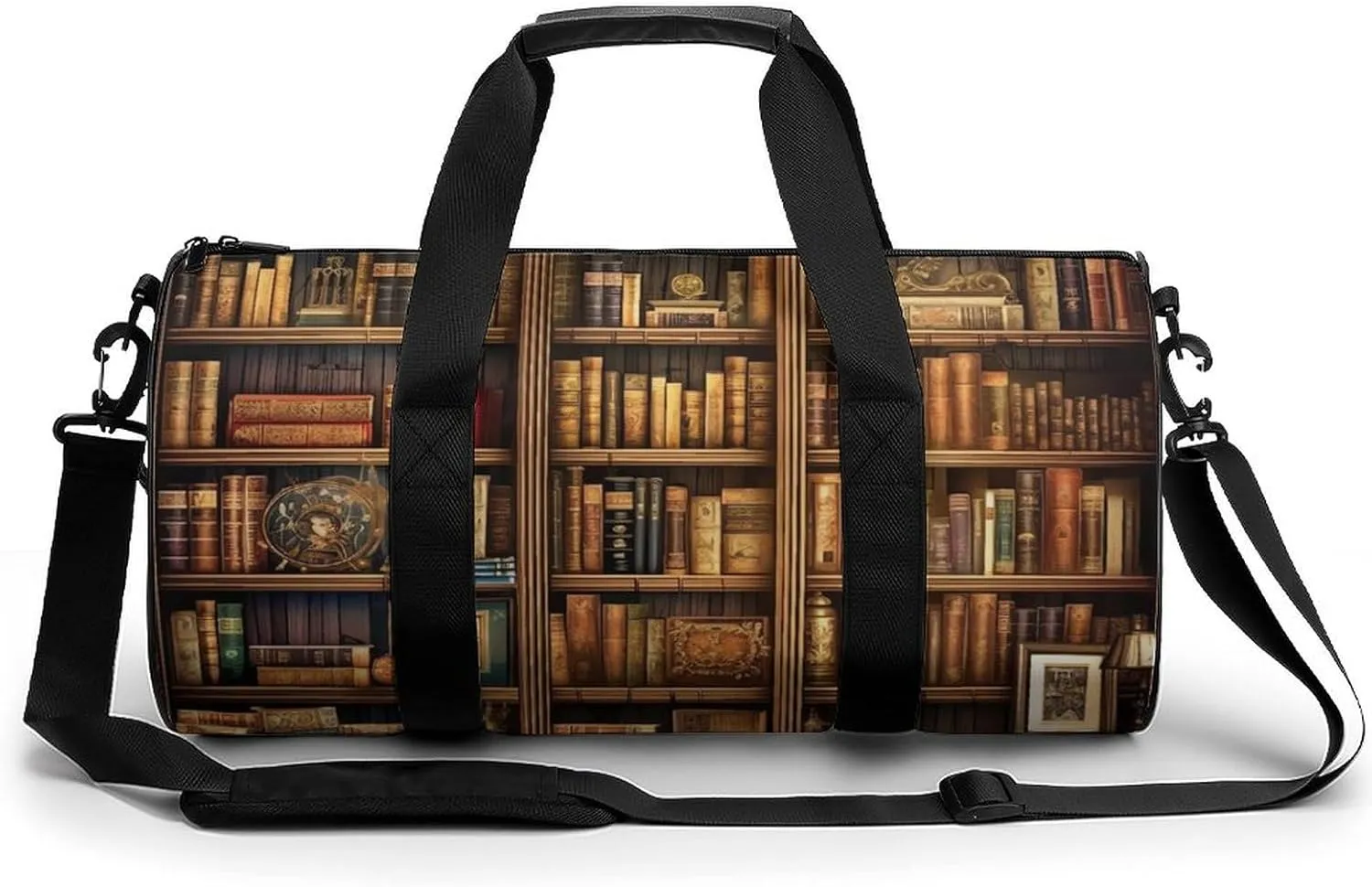 Sports Gym Bag for Men Women Library Bookshelf Book Travel Gym Bag Cylindrical Workout Bag Lightweight Travel Duffle Bag for Basketball Football Weekender
