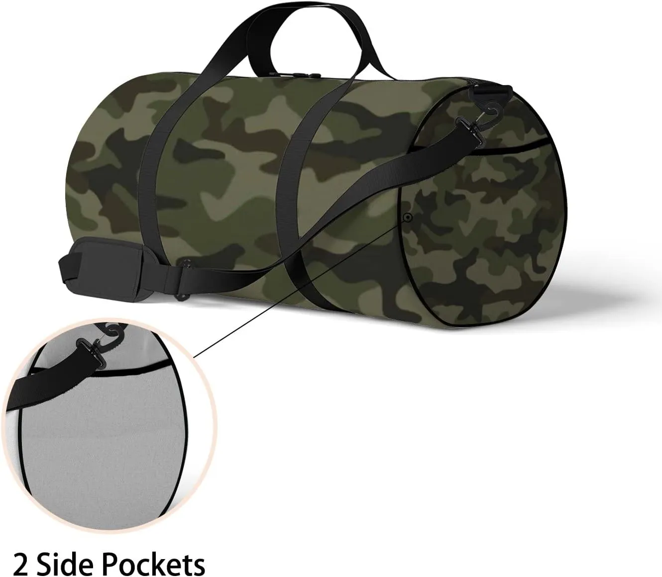 Sports Gym Bag for Women and Men Waterproof Camouflage Pattern Abstract Green Duffel Bag Lightweight Carryon Traveling Boarding Gripsack