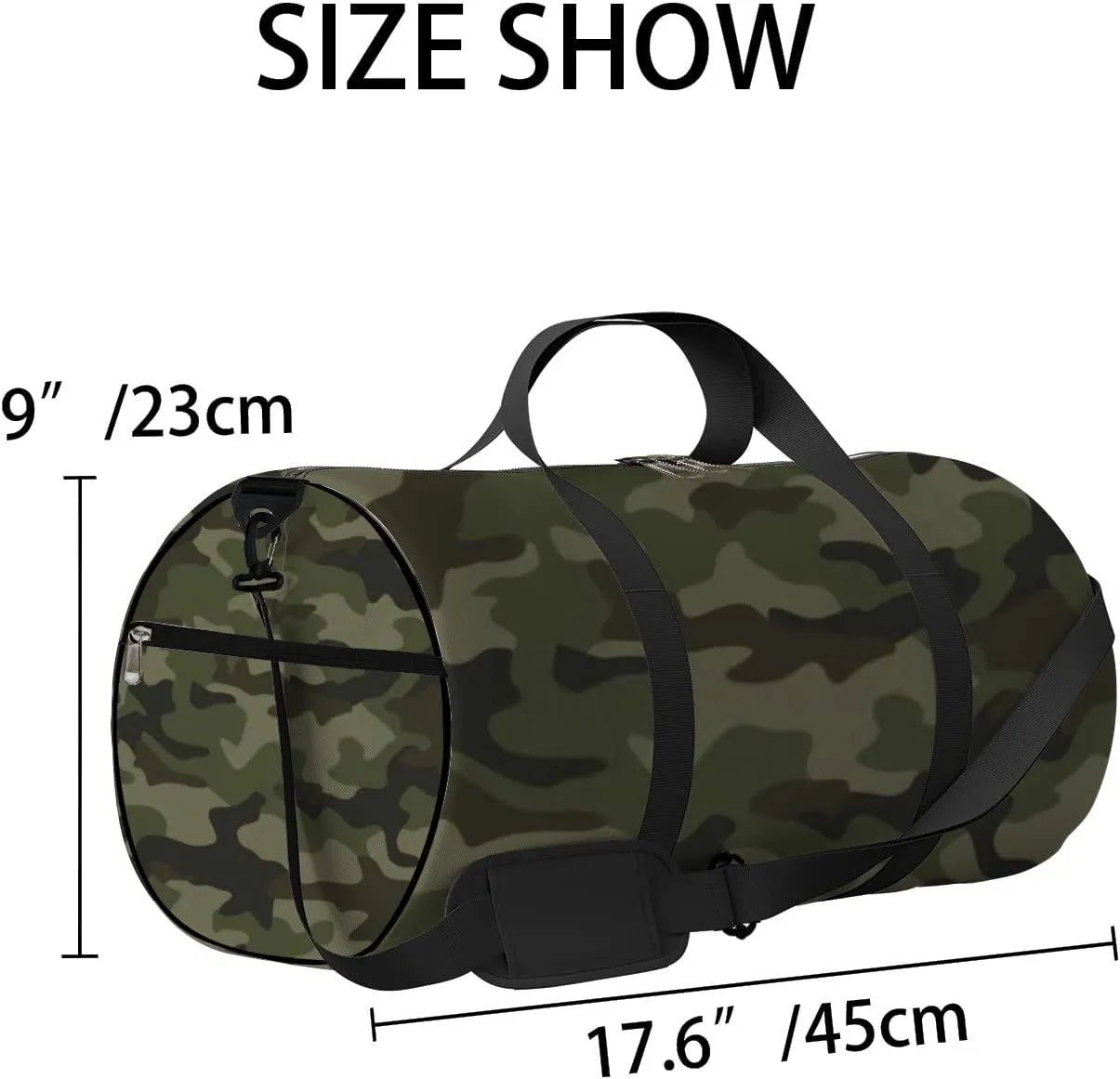 Sports Gym Bag for Women and Men Waterproof Camouflage Pattern Abstract Green Duffel Bag Lightweight Carryon Traveling Boarding Gripsack