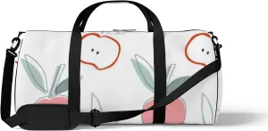 Sports Gym Bag for Women and Men Waterproof Childish Apples Leaf Hand Drawn Sketch Pattern Duffel Bag Lightweight Carryon Traveling Boarding Gripsack