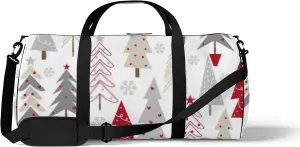 Sports Gym Bag for Women and Men Waterproof Christmas Trees White Duffel Bag Lightweight Carryon Traveling Boarding Gripsack