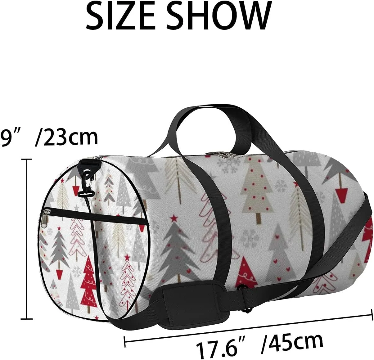 Sports Gym Bag for Women and Men Waterproof Christmas Trees White Duffel Bag Lightweight Carryon Traveling Boarding Gripsack