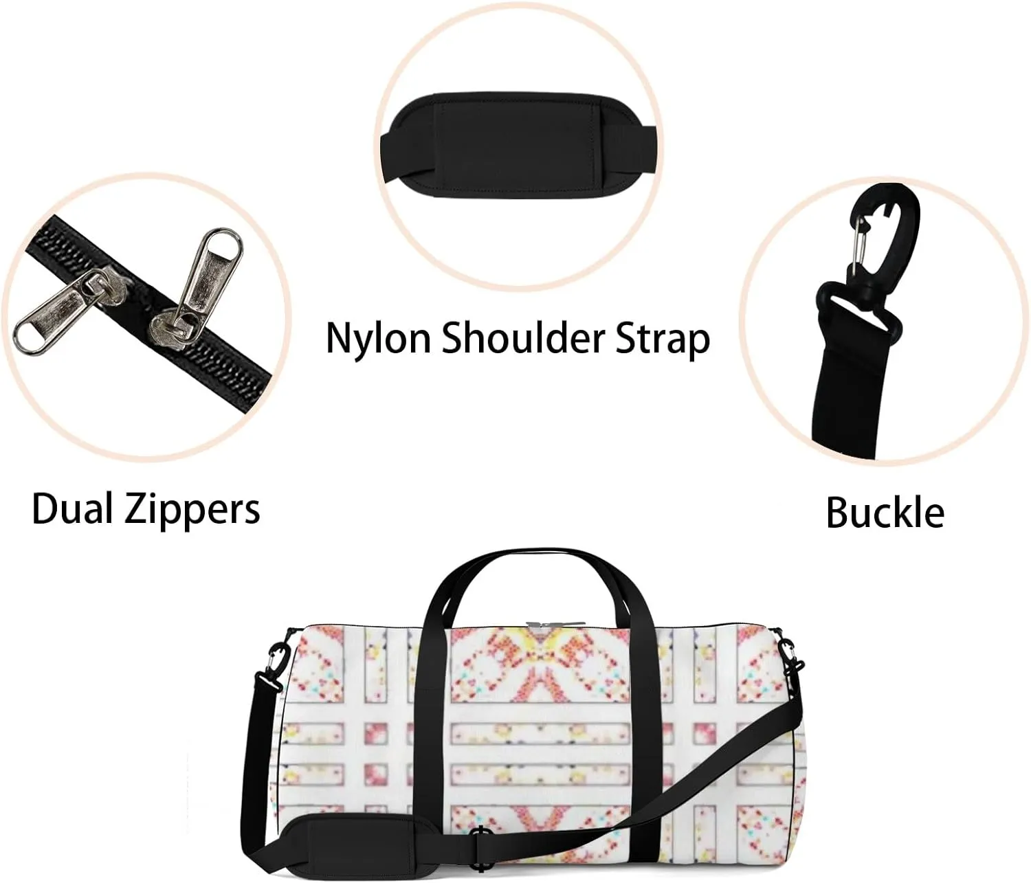 Sports Gym Bag for Women and Men Waterproof Colorful Mosaic Pattern Duffel Bag Lightweight Carryon Traveling Boarding Gripsack