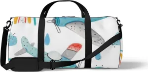 Sports Gym Bag for Women and Men Waterproof Cute Aircraft Rainbows Clouds White Duffel Bag Lightweight Carryon Traveling Boarding Gripsack
