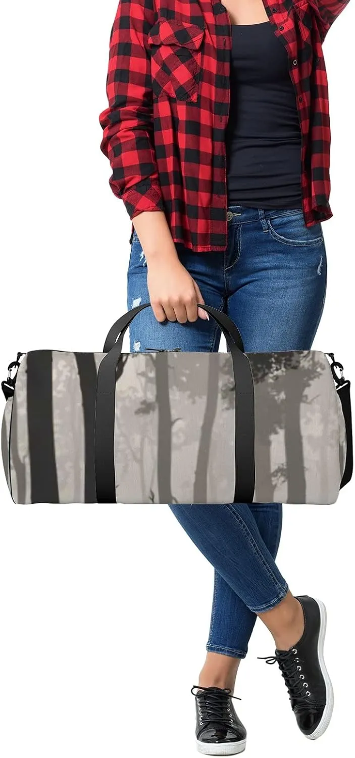 Sports Gym Bag for Women and Men Waterproof Deciduous Forest Birds Deer Duffel Bag Lightweight Carryon Traveling Boarding Gripsack