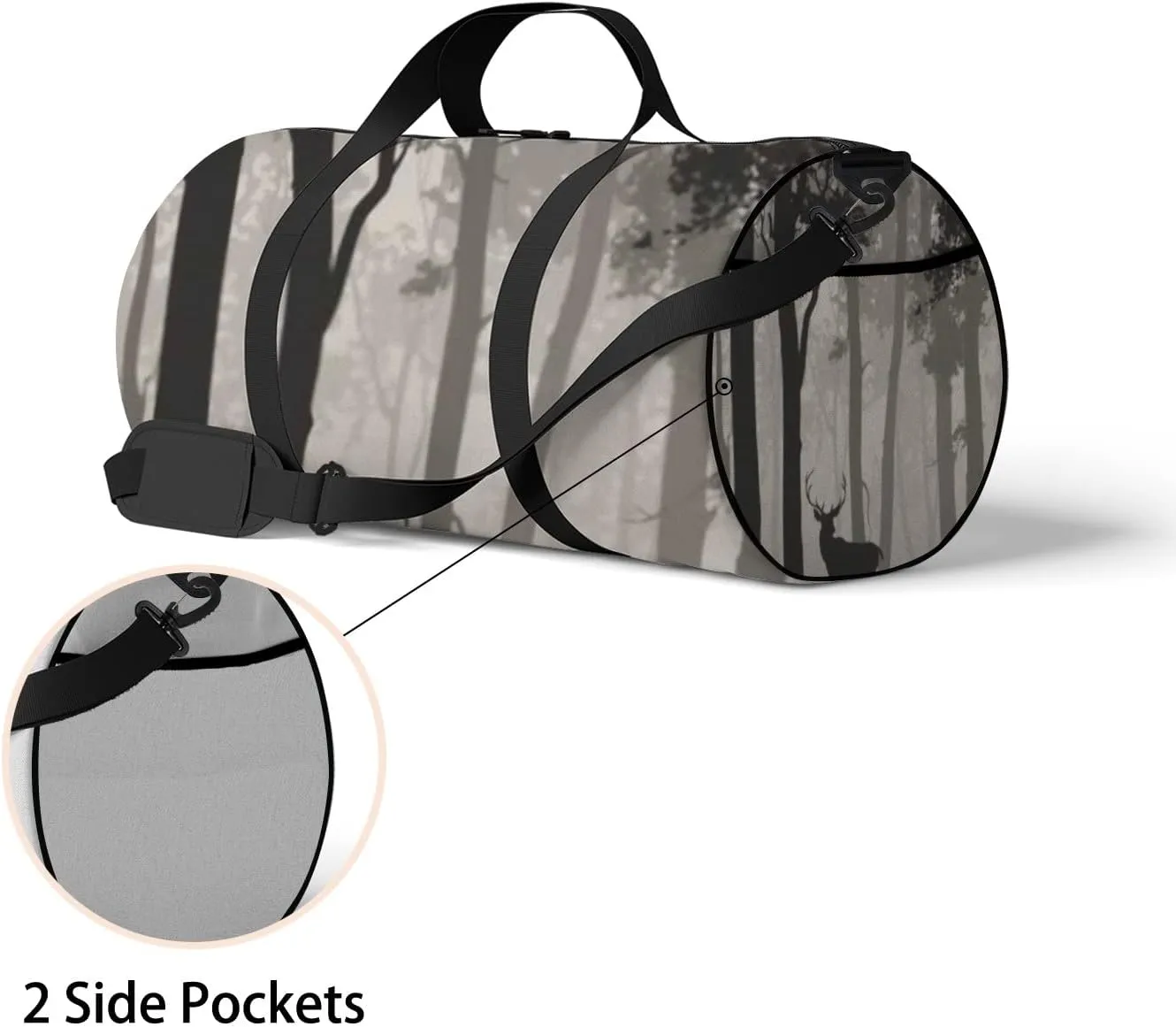 Sports Gym Bag for Women and Men Waterproof Deciduous Forest Birds Deer Duffel Bag Lightweight Carryon Traveling Boarding Gripsack