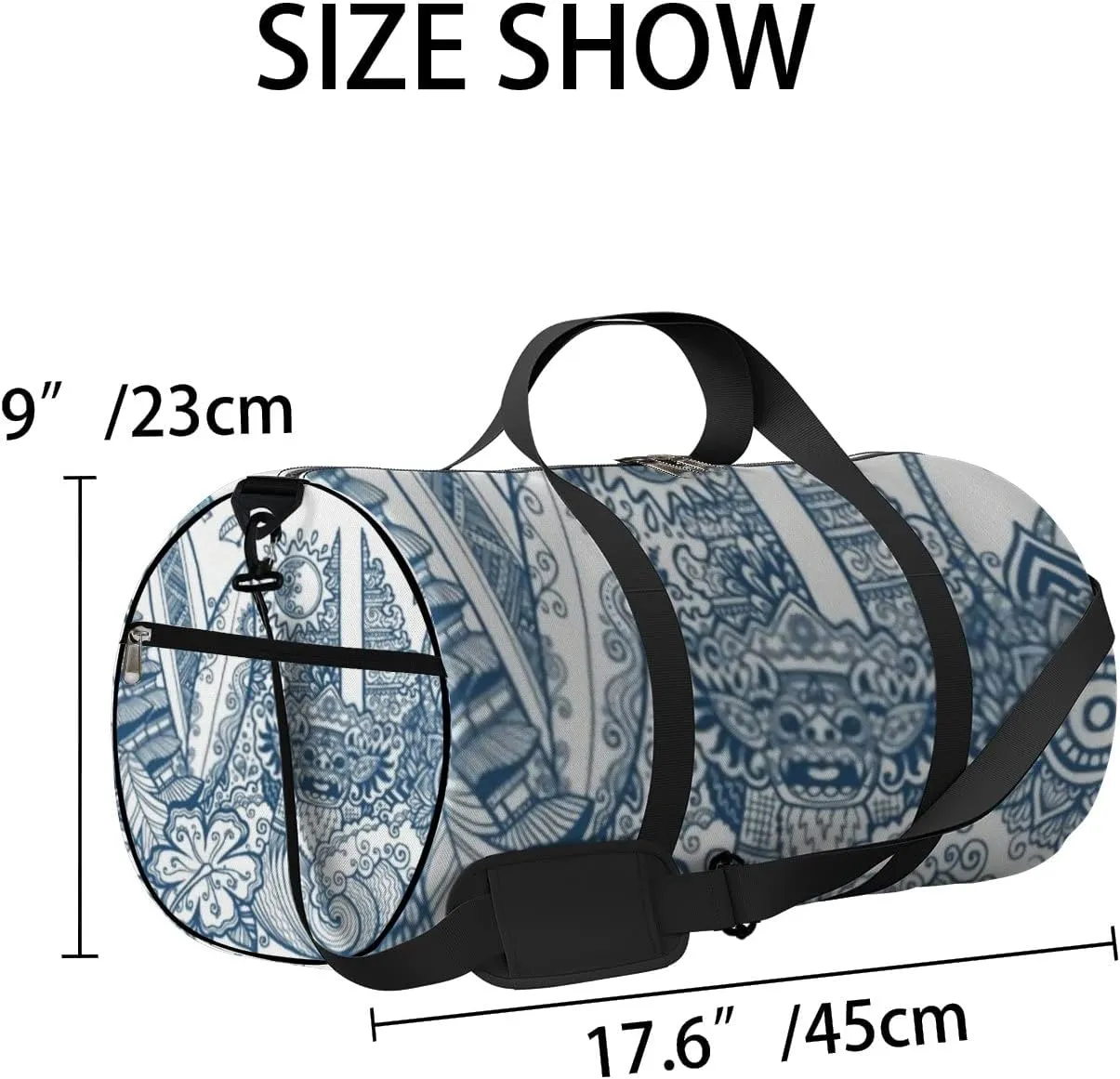 Sports Gym Bag for Women and Men Waterproof Doodle Line Art Style Duffel Bag Lightweight Carryon Traveling Boarding Gripsack