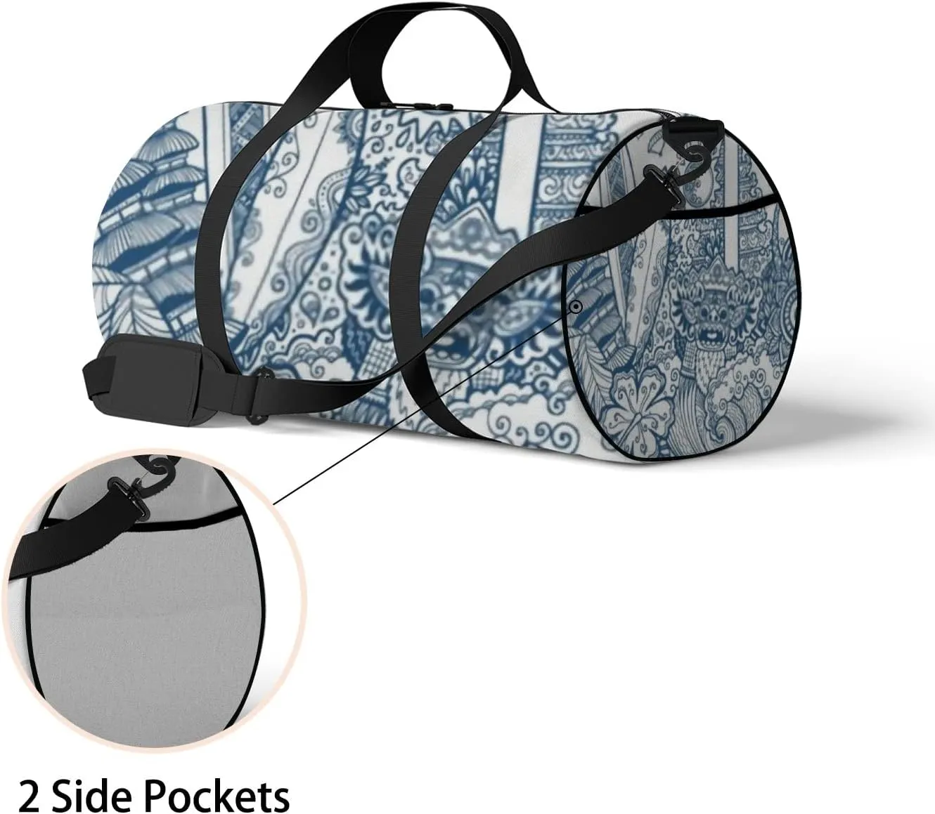 Sports Gym Bag for Women and Men Waterproof Doodle Line Art Style Duffel Bag Lightweight Carryon Traveling Boarding Gripsack
