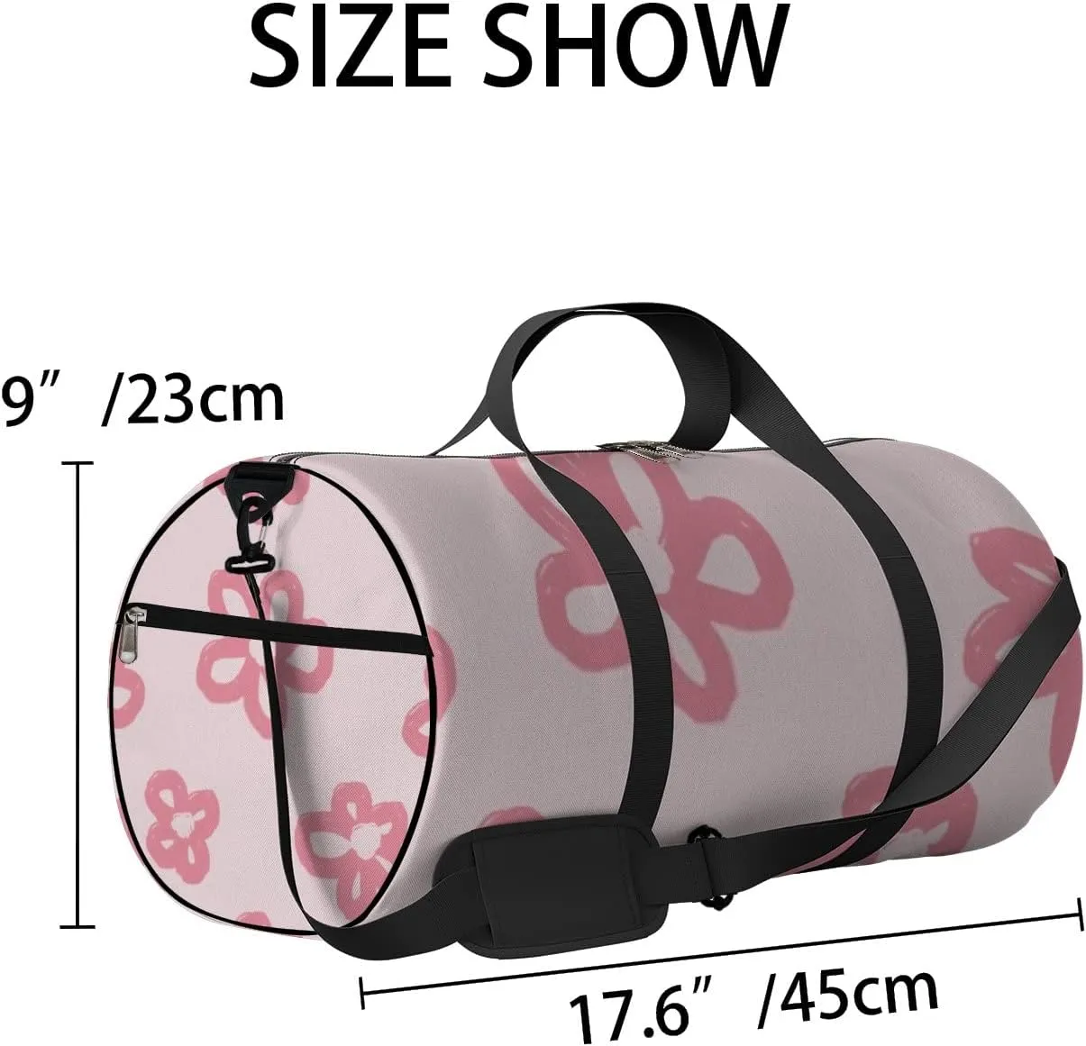 Sports Gym Bag for Women and Men Waterproof Floral Pattern Pink Duffel Bag Lightweight Carryon Traveling Boarding Gripsack