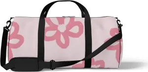 Sports Gym Bag for Women and Men Waterproof Floral Pattern Pink Duffel Bag Lightweight Carryon Traveling Boarding Gripsack