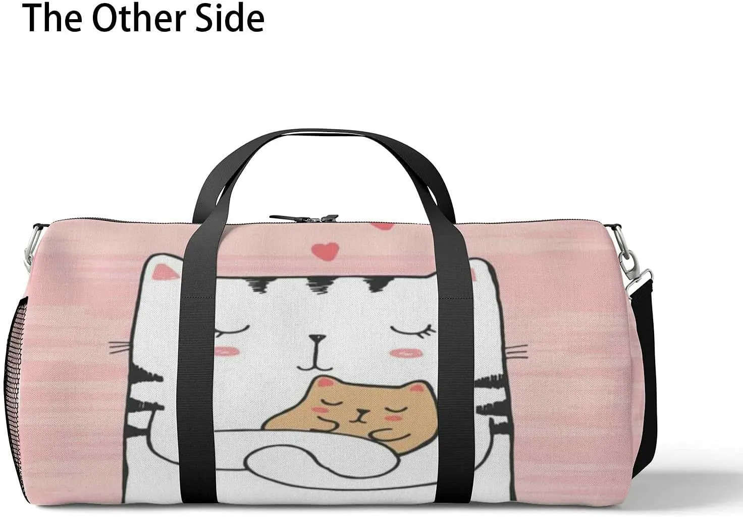 Sports Gym Bag for Women and Men Waterproof Illustration White Cat Duffel Bag Lightweight Carryon Traveling Boarding Gripsack