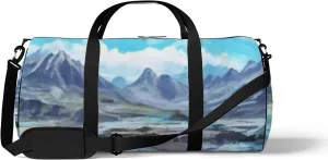 Sports Gym Bag for Women and Men Waterproof Mountains Landscape Sketch Style Duffel Bag Lightweight Carryon Traveling Boarding Gripsack