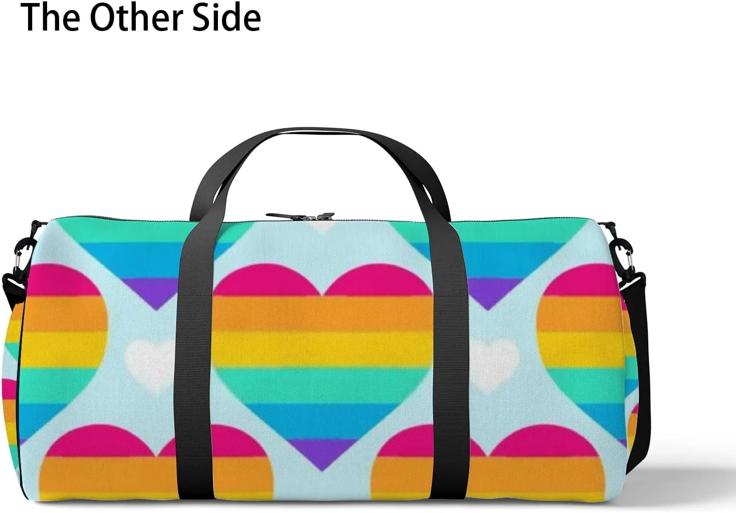 Sports Gym Bag for Women and Men Waterproof Rainbow Hearts Duffel Bag Lightweight Carryon Traveling Boarding Gripsack