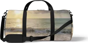 Sports Gym Bag for Women and Men Waterproof Sandy Seashore at Sunset Duffel Bag Lightweight Carryon Traveling Boarding Gripsack