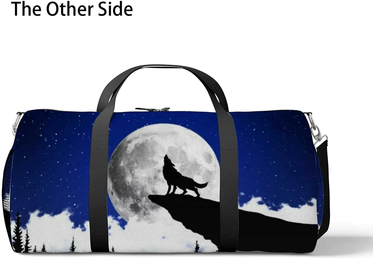 Sports Gym Bag for Women and Men Waterproof Wolf Scene Moon Duffel Bag Lightweight Carryon Traveling Boarding Gripsack