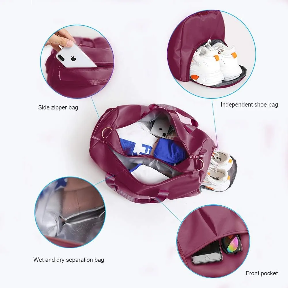 Sports Gym Bag With Shoe Bag Wet Bag Duffle Bag Waterproof Travel Bag for Women Cute Gym Bag violet 29L