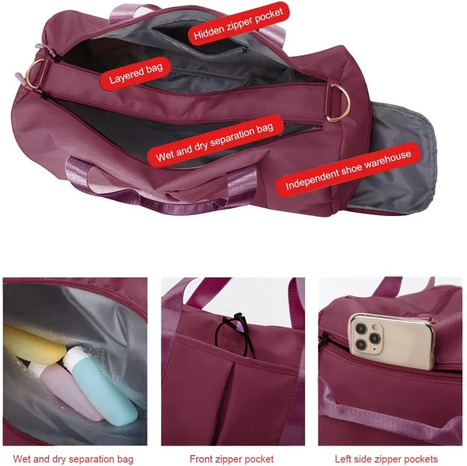 Sports Gym Bag With Shoe Bag Wet Bag Duffle Bag Waterproof Travel Bag for Women Cute Gym Bag violet 29L