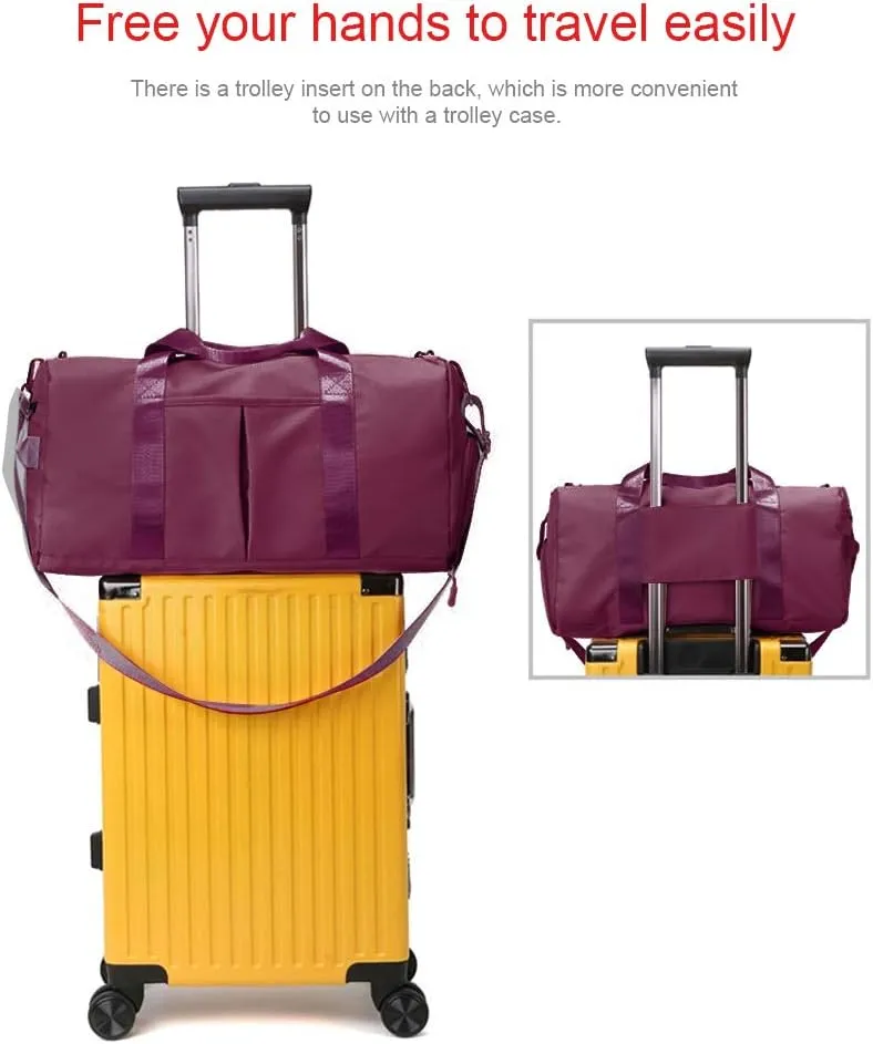 Sports Gym Bag With Shoe Bag Wet Bag Duffle Bag Waterproof Travel Bag for Women Cute Gym Bag violet 29L