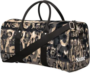 Sports Gym Duffel Bag Customized Name for Women & Men, Abstract African Egyptian Patterns Waterproof Tote Beach Bag Foldable Personal Item Travel Bag for Weekender Overnight Dance Carry-On Bag