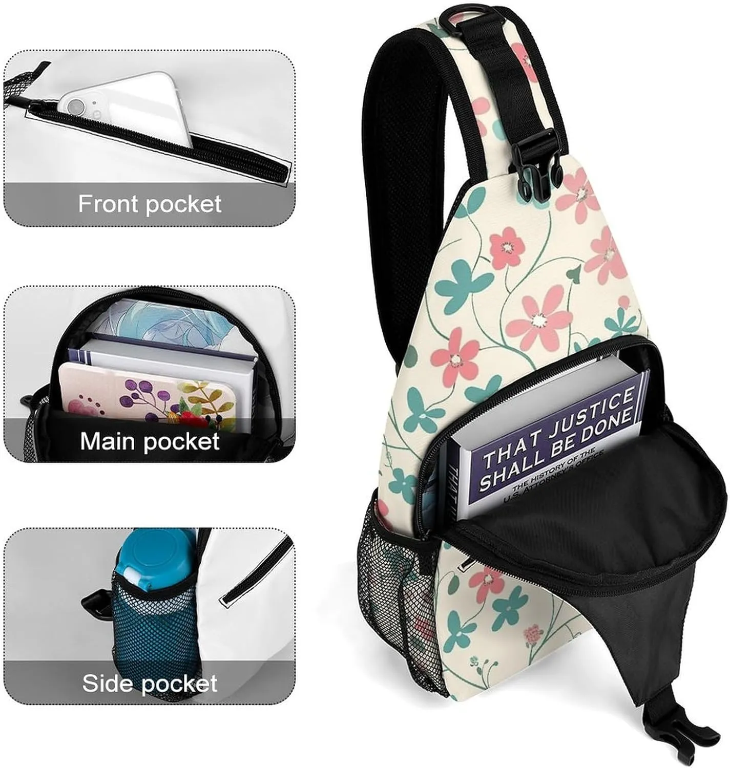 Spring Daisy Flowers Sling Bag Crossbody Bags Cross Body Bag Fanny Packs Chest Bags Sling Purses for Travel