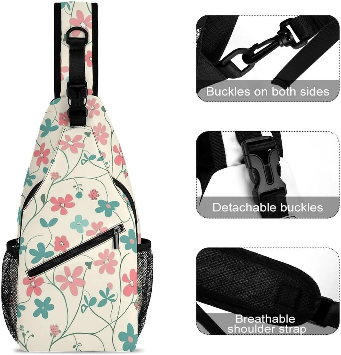 Spring Daisy Flowers Sling Bag Crossbody Bags Cross Body Bag Fanny Packs Chest Bags Sling Purses for Travel