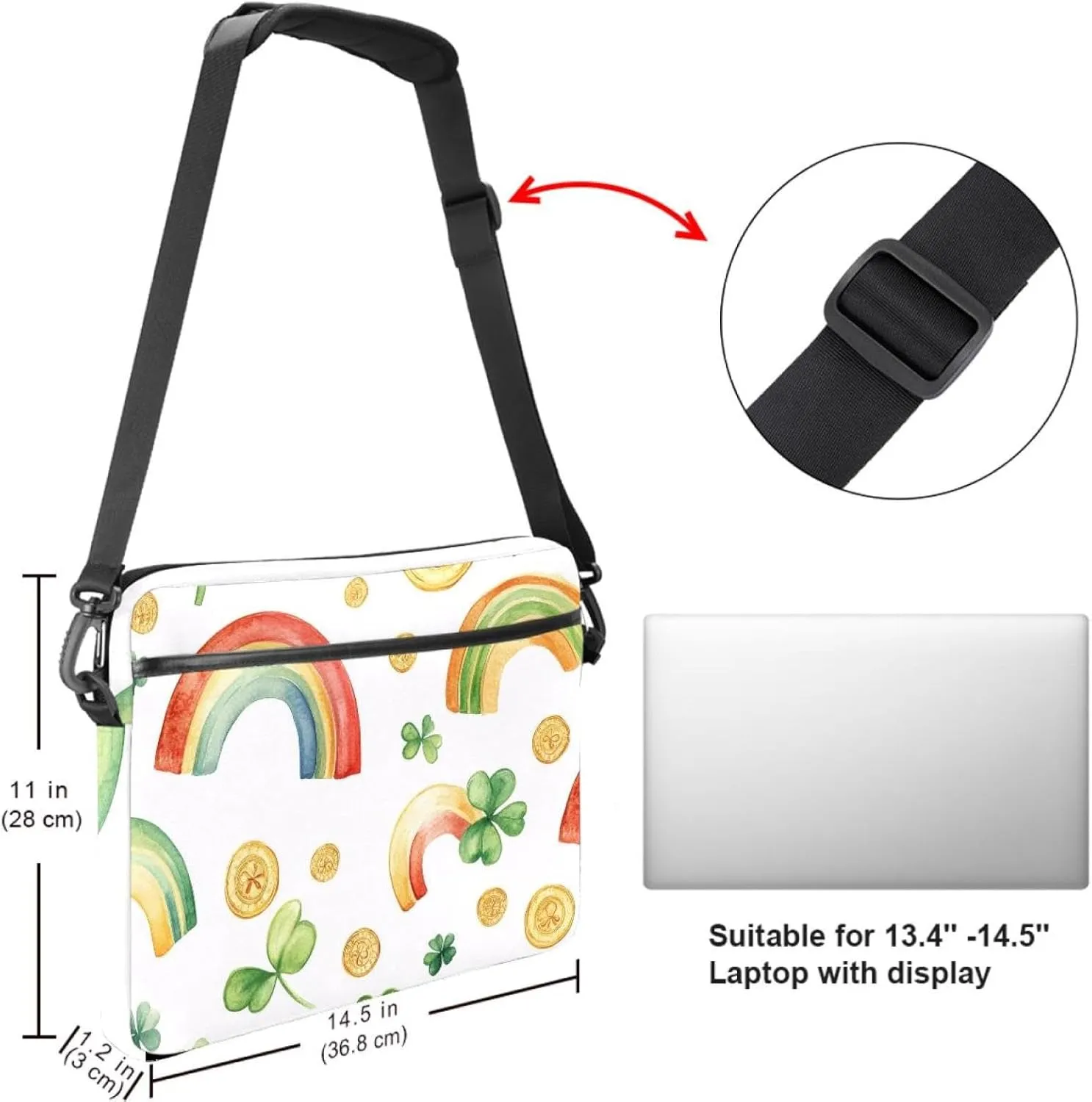 Spring Pattern with Twigs and Moon Laptop Shoulder Bag Slim Computer Briefcase Laptop Sleeve Messenger Case