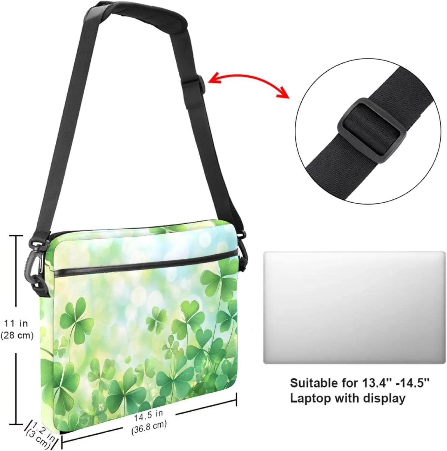 Spring Pattern with Twigs and Moon Laptop Shoulder Bag Slim Computer Briefcase Laptop Sleeve Messenger Case