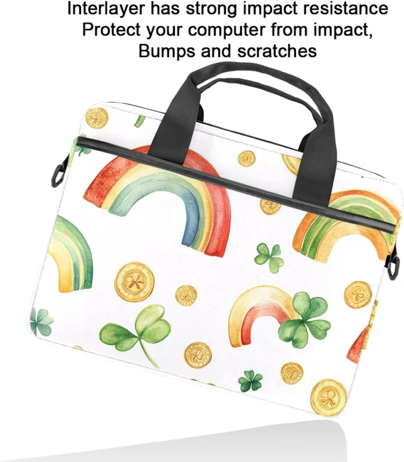 Spring Pattern with Twigs and Moon Laptop Shoulder Bag Slim Computer Briefcase Laptop Sleeve Messenger Case