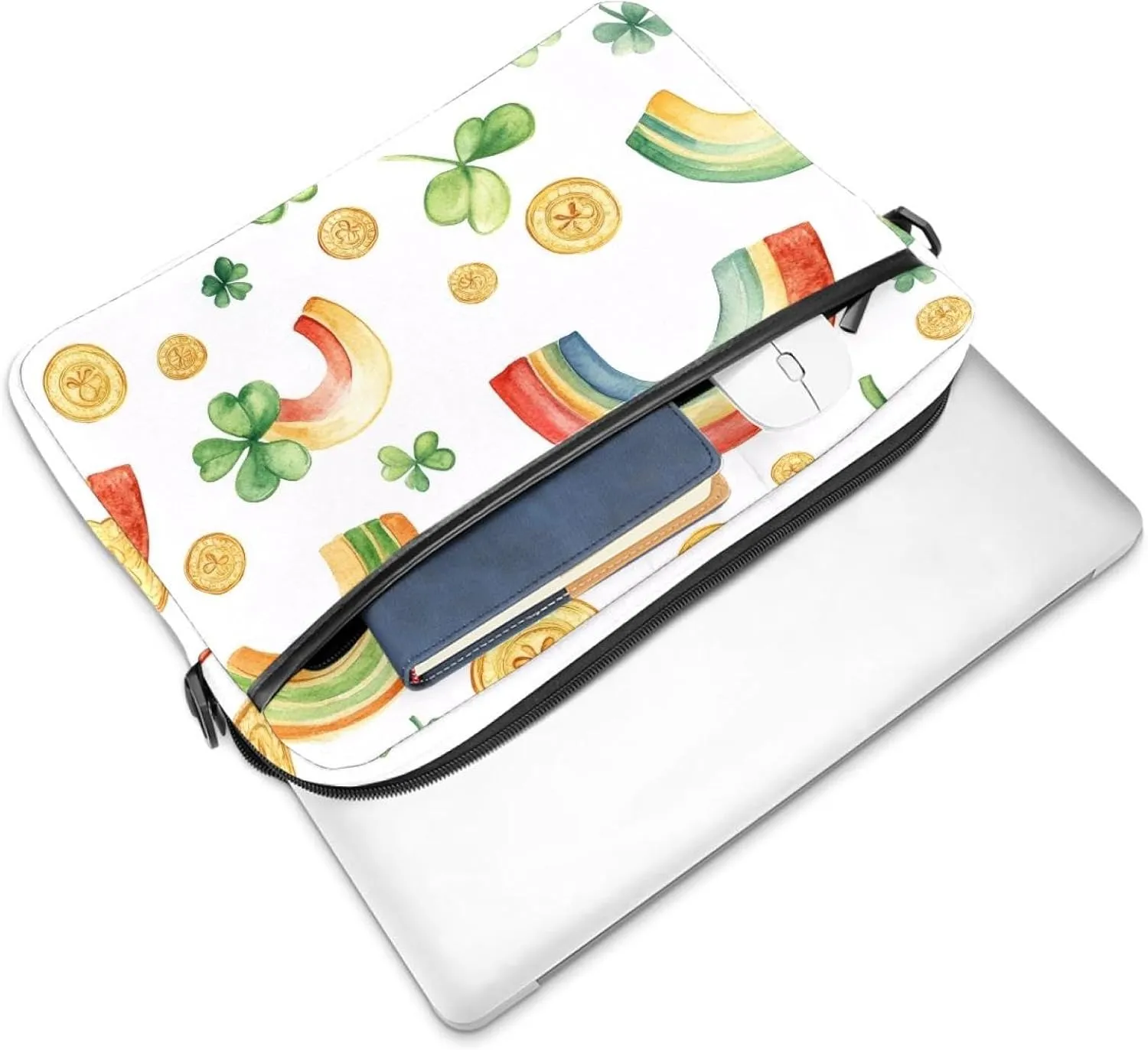 Spring Pattern with Twigs and Moon Laptop Shoulder Bag Slim Computer Briefcase Laptop Sleeve Messenger Case