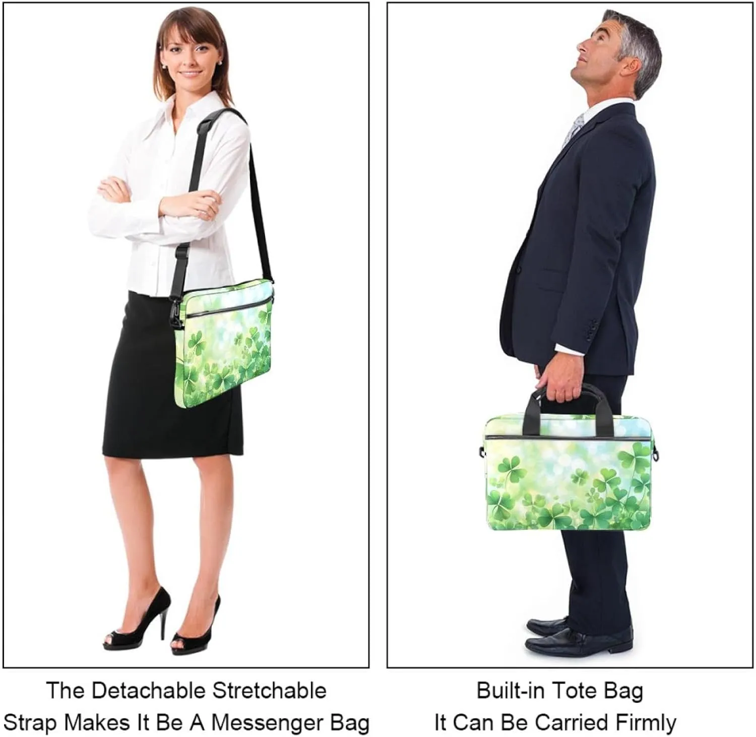 Spring Pattern with Twigs and Moon Laptop Shoulder Bag Slim Computer Briefcase Laptop Sleeve Messenger Case