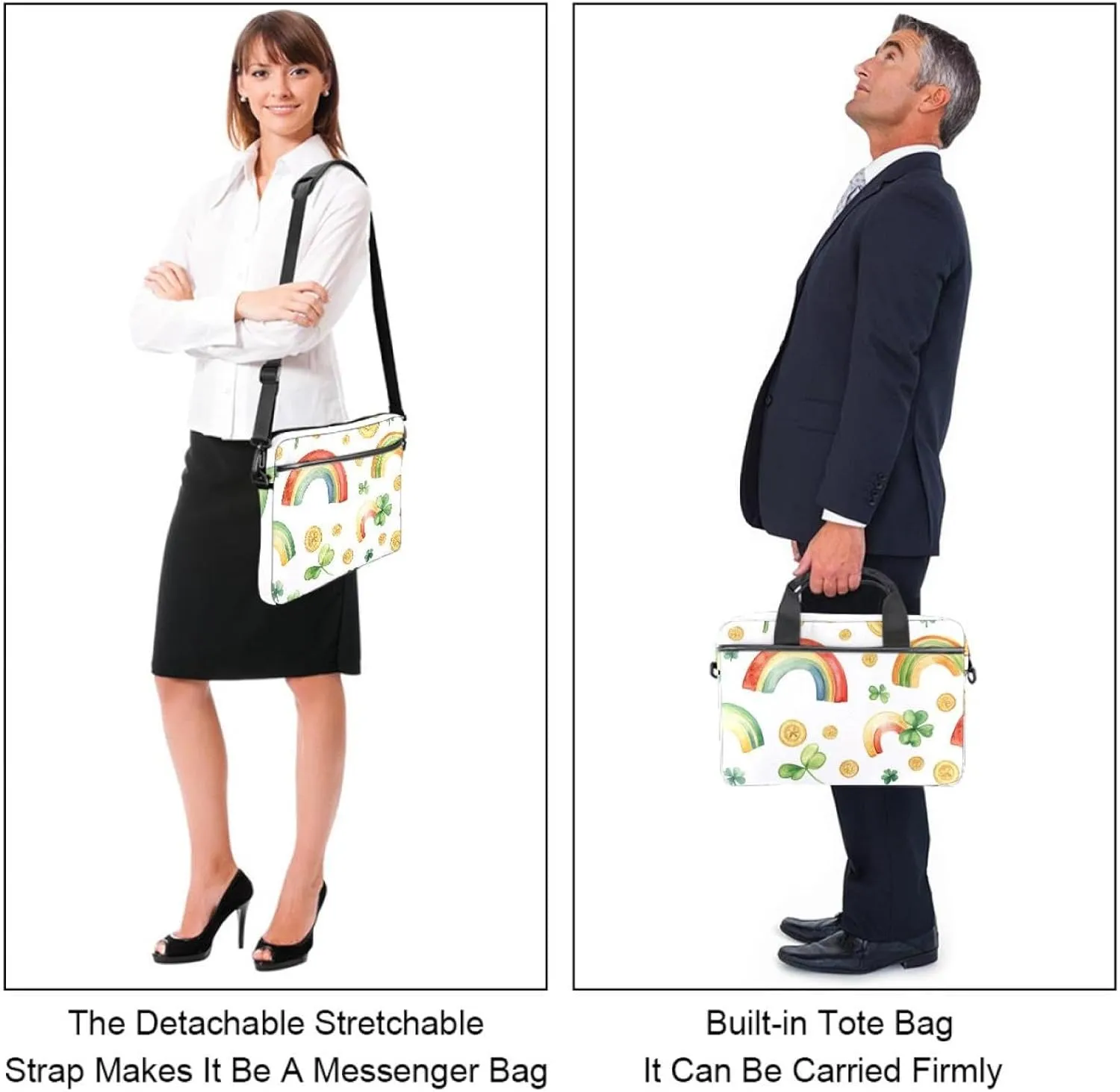 Spring Pattern with Twigs and Moon Laptop Shoulder Bag Slim Computer Briefcase Laptop Sleeve Messenger Case