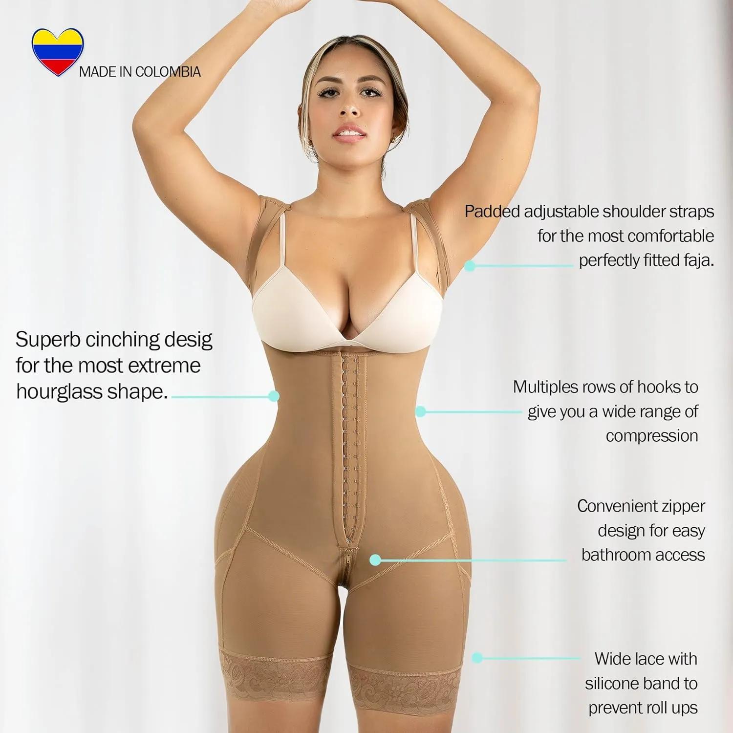 Stage 2 Colombian BBL Faja- Post Surgical Recovery Shaper For Tummy Tucks Lipo360 or BBLs Compression Garment Half Leg