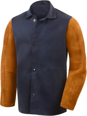 Steiner 1260-L 30-Inch Jacket, Weldlite Plus Navy Cotton, Rust Cowhide Sleeves, Large